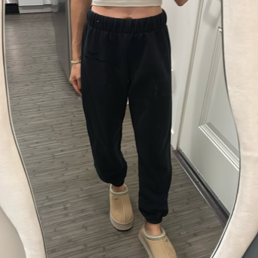 Lazypants Black Jogger Sweatpants seagulls